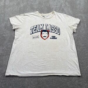 Team Ted Lasso Believe Men's T Shirt Size 2XL Beige Soccer TV Show